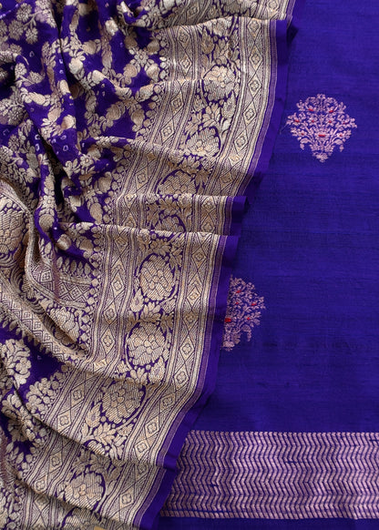 Sindhu Violet Handloom Varanasi Raw Silk Kurta And Khaddi Georgette Gharchola Dupatta With Kadwa Weaving