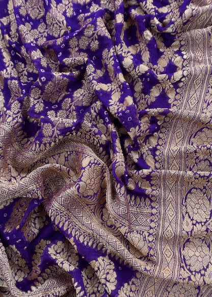 Sindhu Violet Handloom Varanasi Raw Silk Kurta And Khaddi Georgette Gharchola Dupatta With Kadwa Weaving