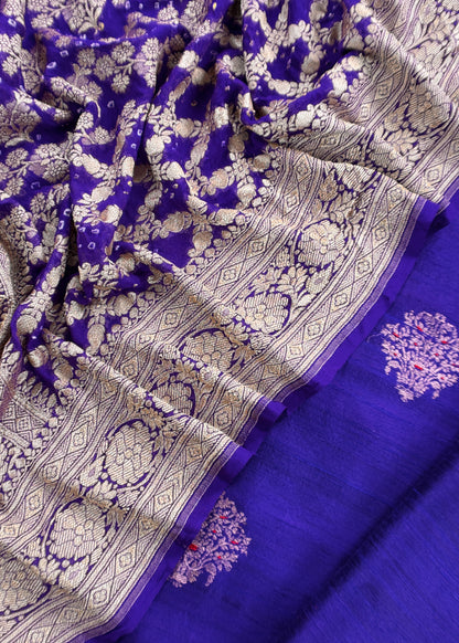 Sindhu Violet Handloom Varanasi Raw Silk Kurta And Khaddi Georgette Gharchola Dupatta With Kadwa Weaving