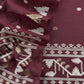 Plum Wine Jamdani Weaved Suit Fabric In Linen Chanderi