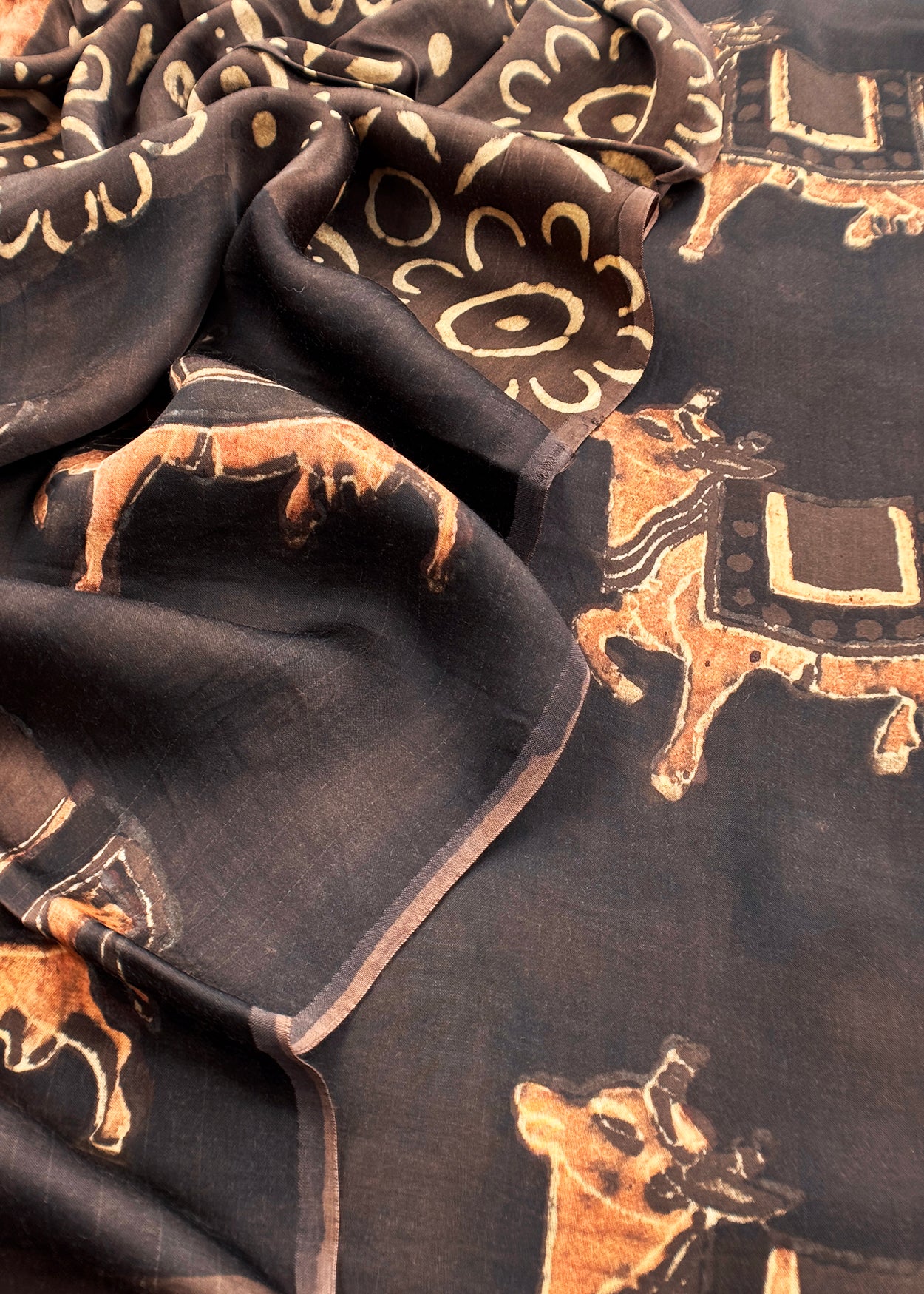 Dark Brown Nashpal Ajrakh Suits in Purest Modal by Tussar Fabric
