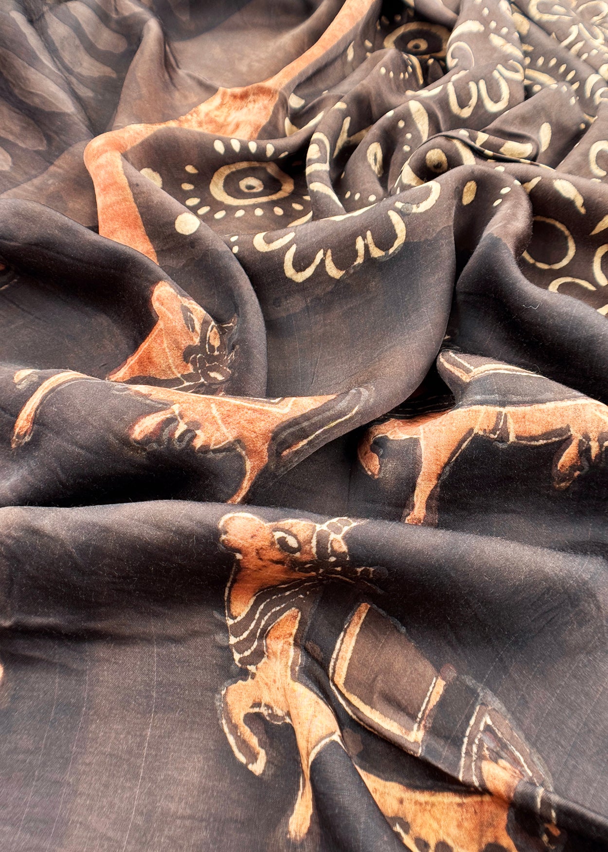 Dark Brown Nashpal Ajrakh Suits in Purest Modal by Tussar Fabric