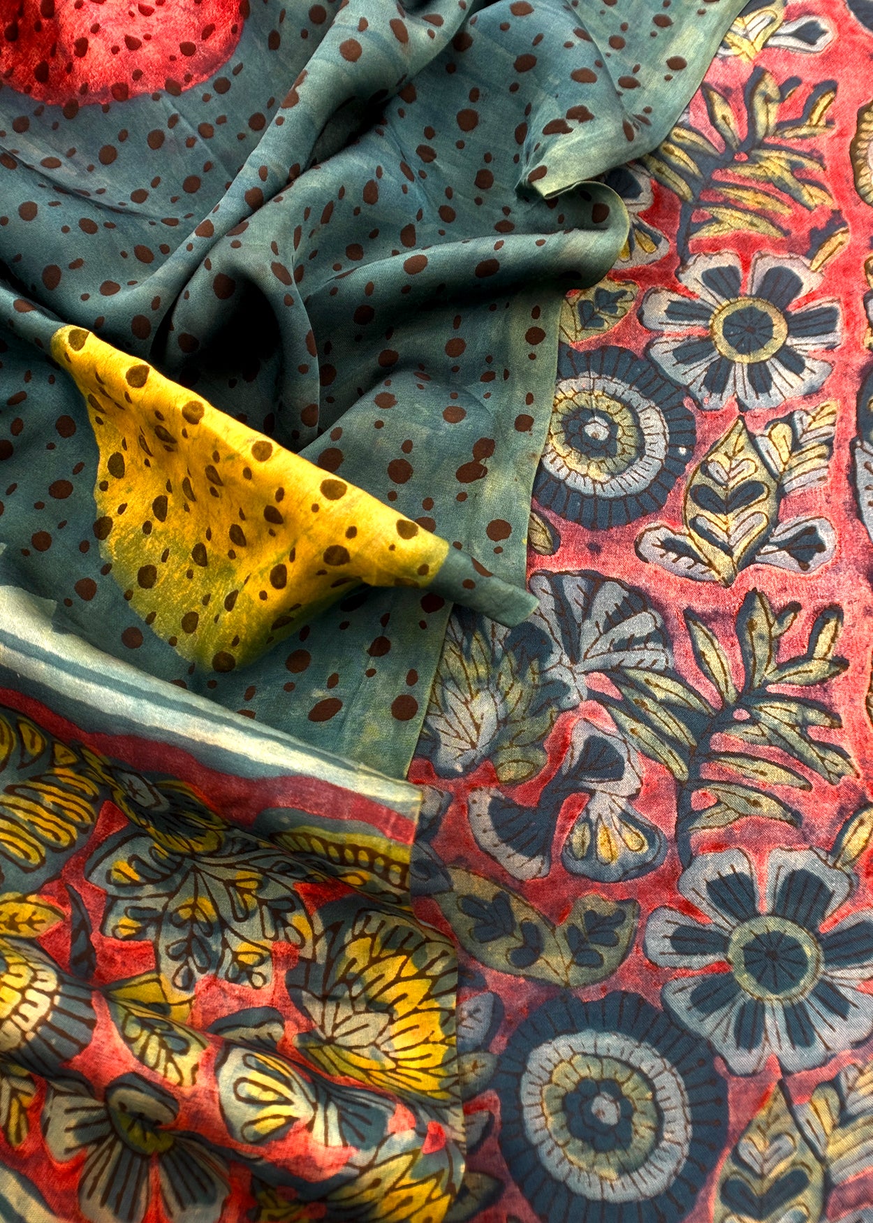 Green With Multicolor Nashpal Ajrakh Suits in Purest Modal by Tussar Fabric