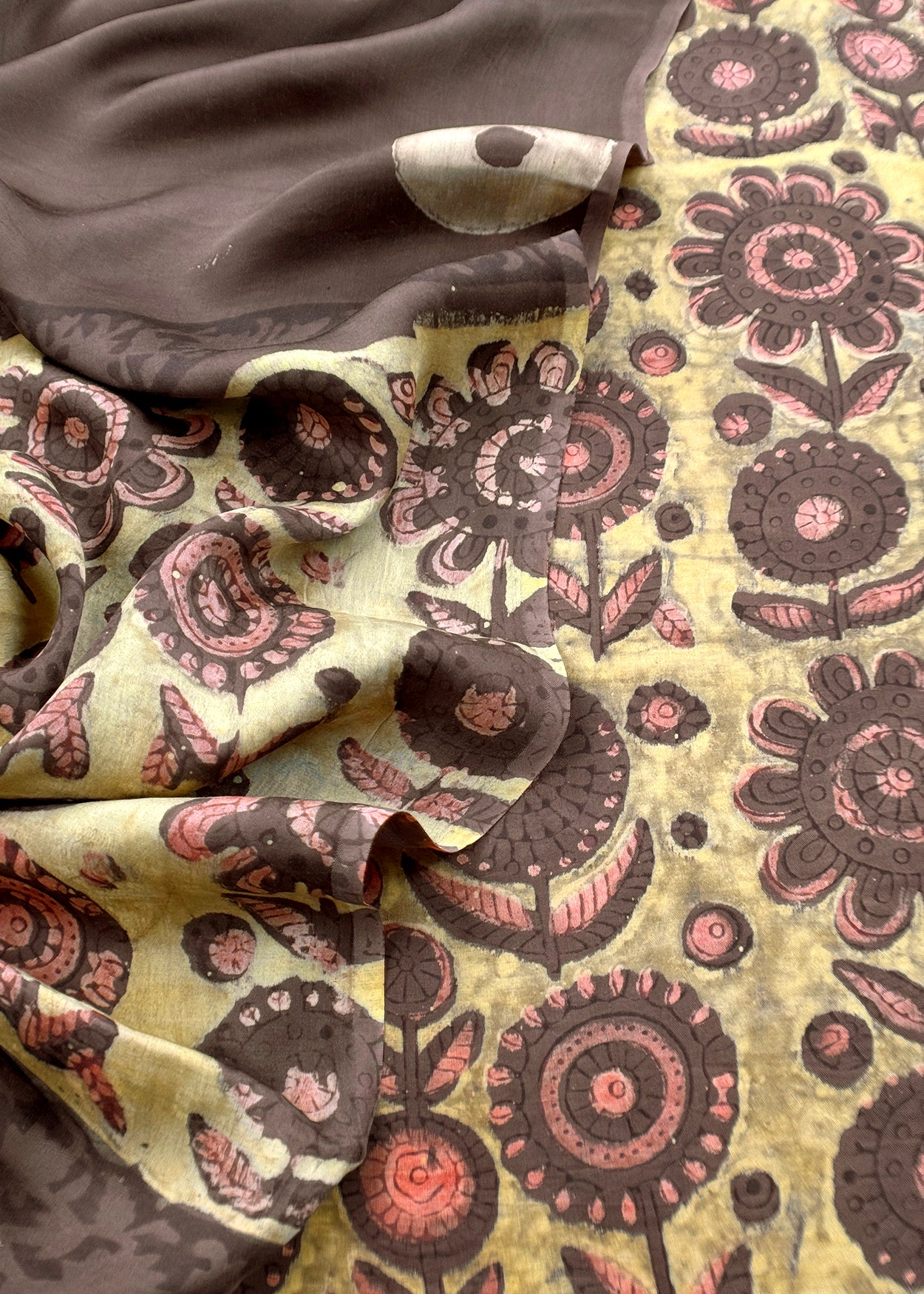 Yellow And Brown Nashpal Ajrakh Suits in Purest Modal by Tussar Fabric