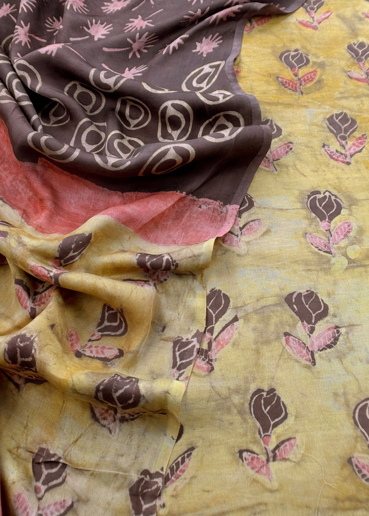 Yellow With Brown Nashpal Ajrakh Suits in Purest Modal by Tussar Fabric