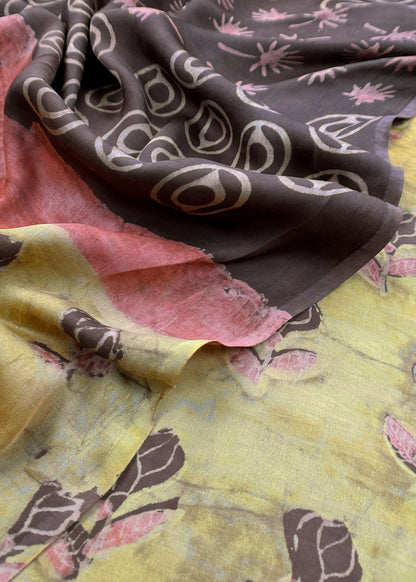 Yellow With Brown Nashpal Ajrakh Suits in Purest Modal by Tussar Fabric