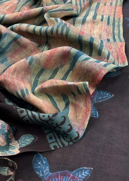 Navy Blue Nashpal Ajrakh Suits in Purest Modal by Tussar Fabric