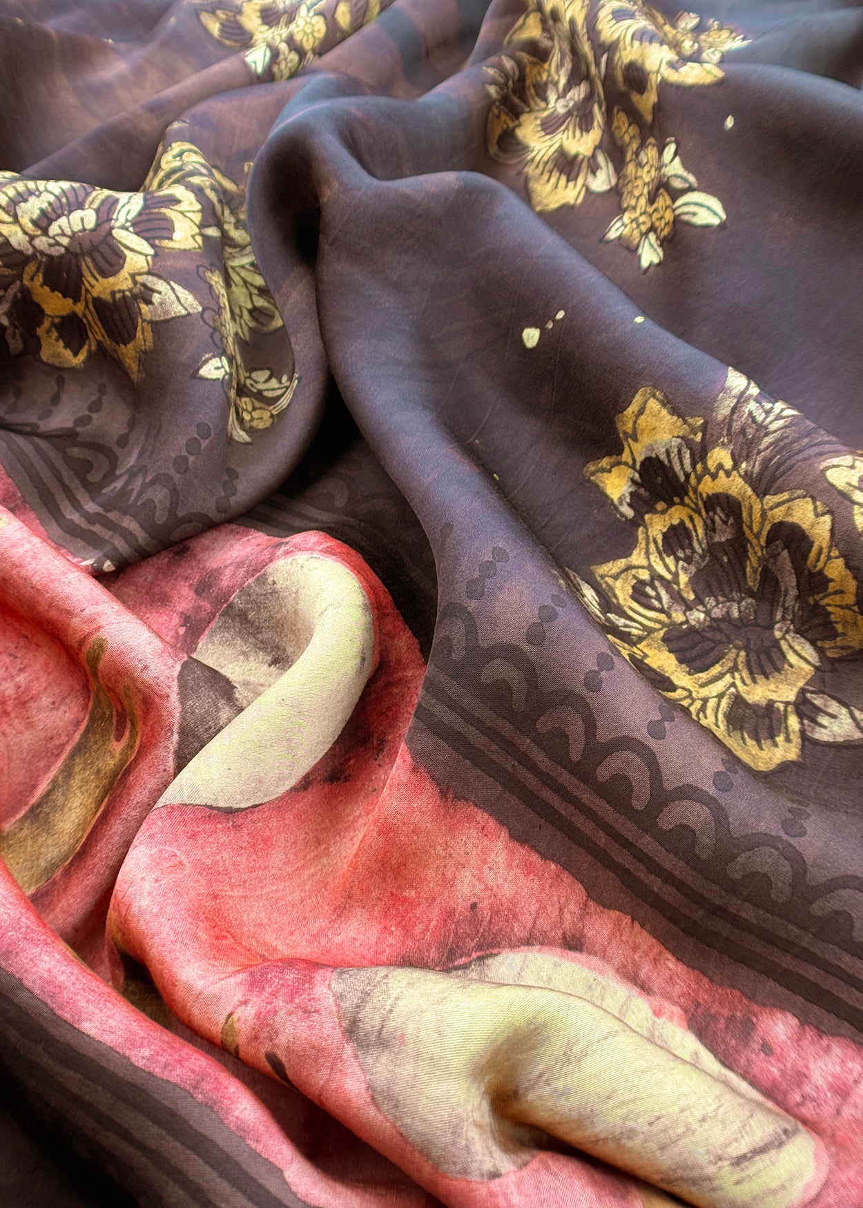Peach With Brown Nashpal Ajrakh Suits in Purest Modal by Tussar Fabric