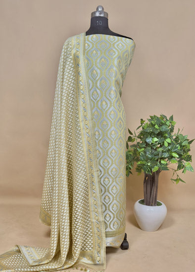 Green Handloom Kora Silk With Kadwa Weaves