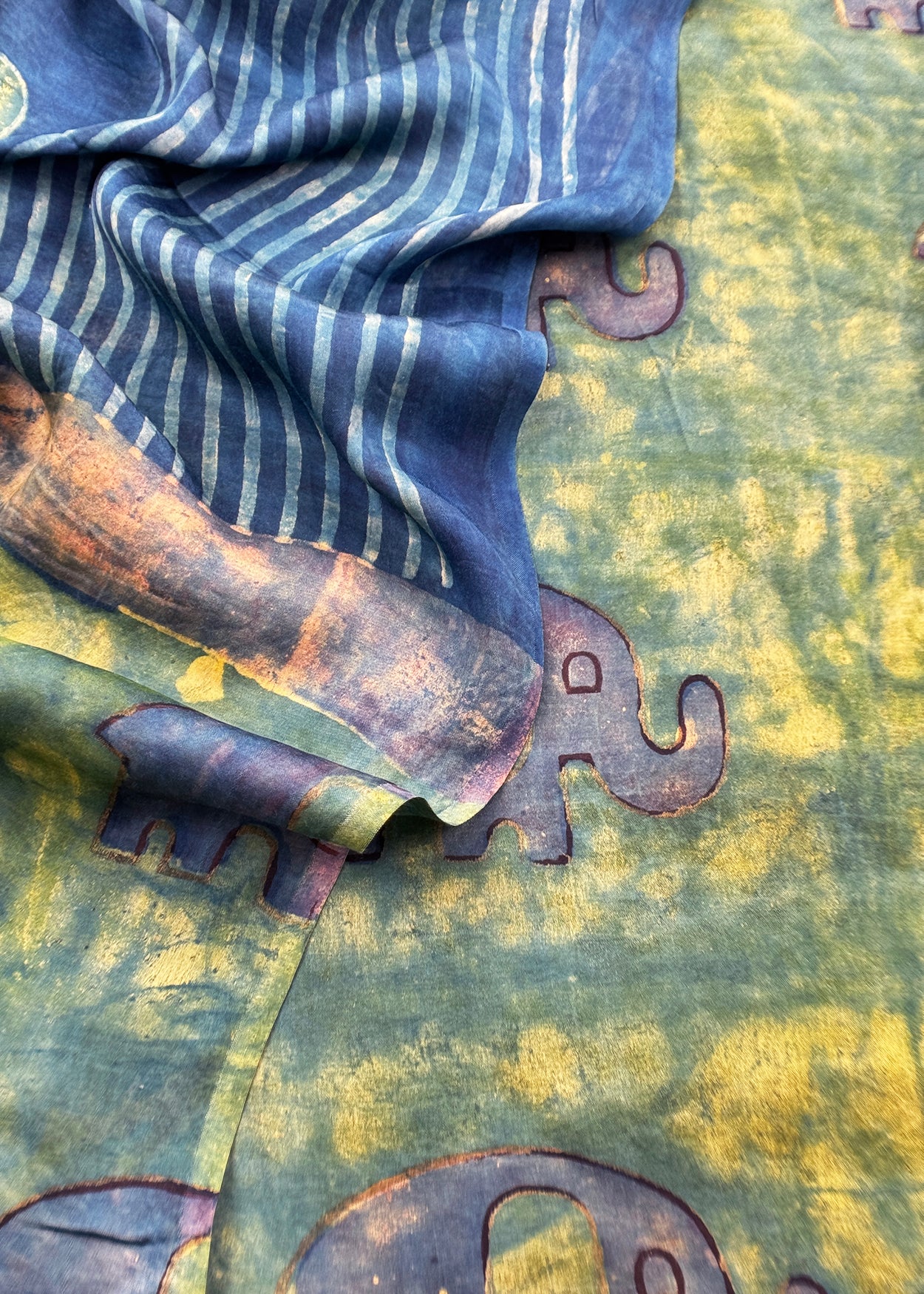 Yellow With Blue Nashpal Ajrakh Suits in Purest Modal by Tussar Fabric