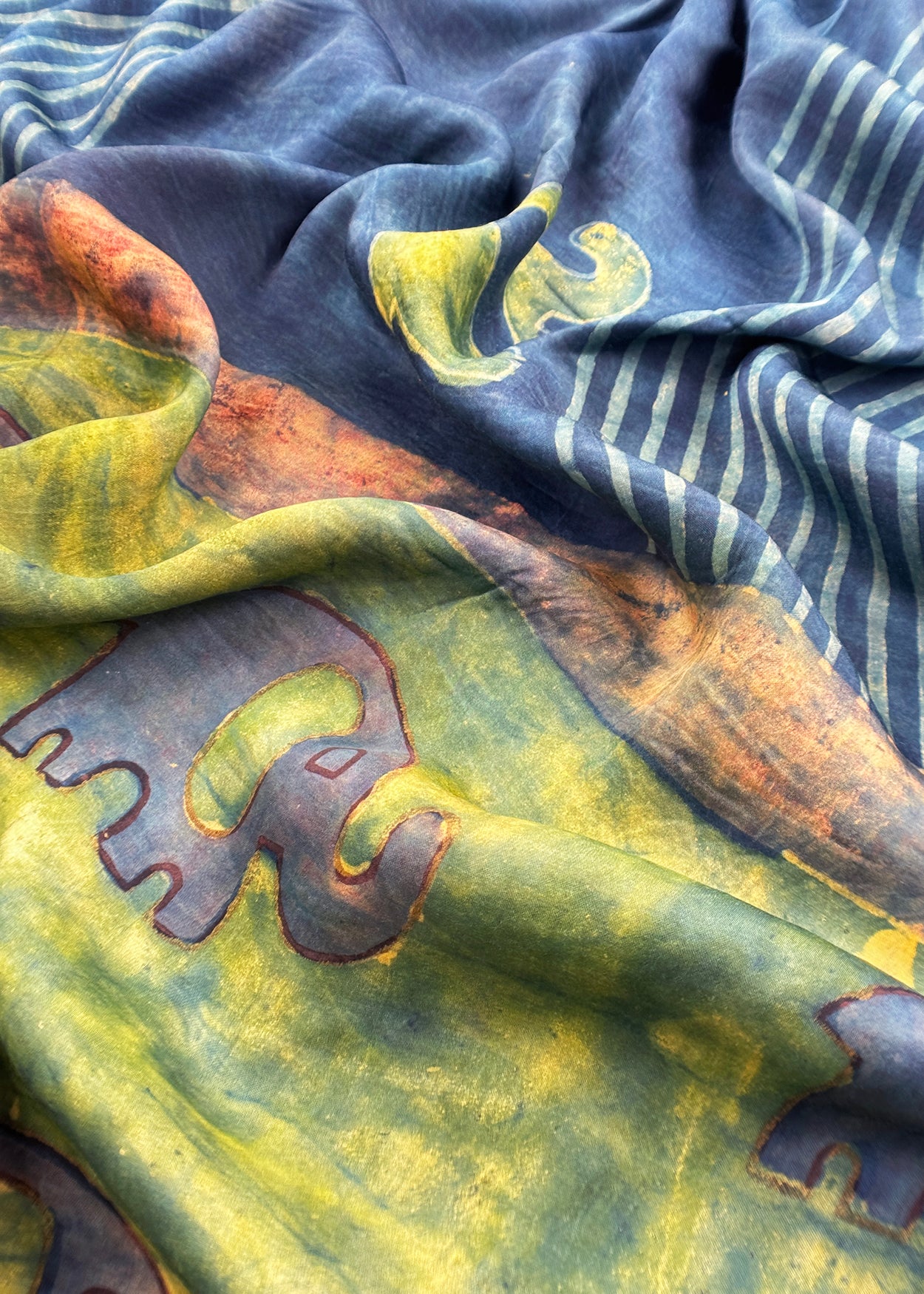 Yellow With Blue Nashpal Ajrakh Suits in Purest Modal by Tussar Fabric