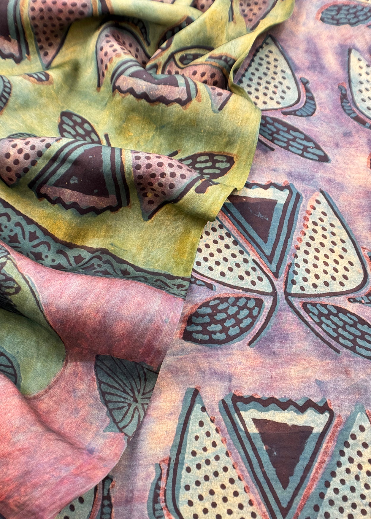 Pink And Yellow Nashpal Ajrakh Suits in Purest Modal by Tussar Fabric