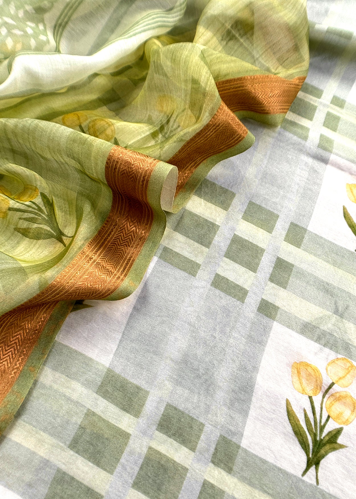 Green Handloom Summer chanderi silk Suit With Dupatta