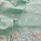 Mint Green Pure Mulmul Suit Fabric With Floral Resham Embroidery
