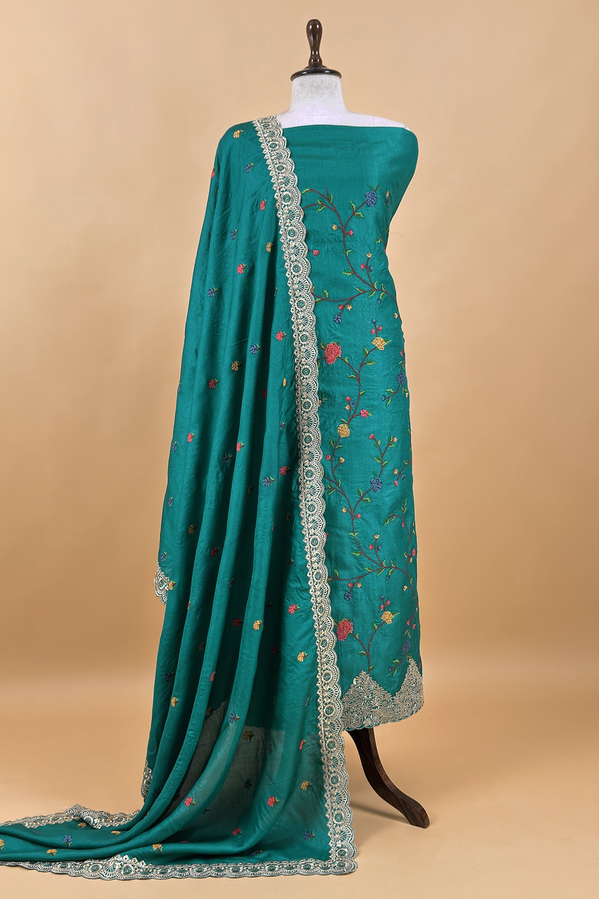 Art tussar unstitched suit with dupatta

