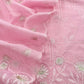 Baby Pink Pure Mulmul Suit Fabric With Floral Resham Embroidery
