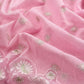 Baby Pink Pure Mulmul Suit Fabric With Floral Resham Embroidery