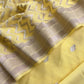 Yellow Handloom Munga Silk Suit With Zari Weaving