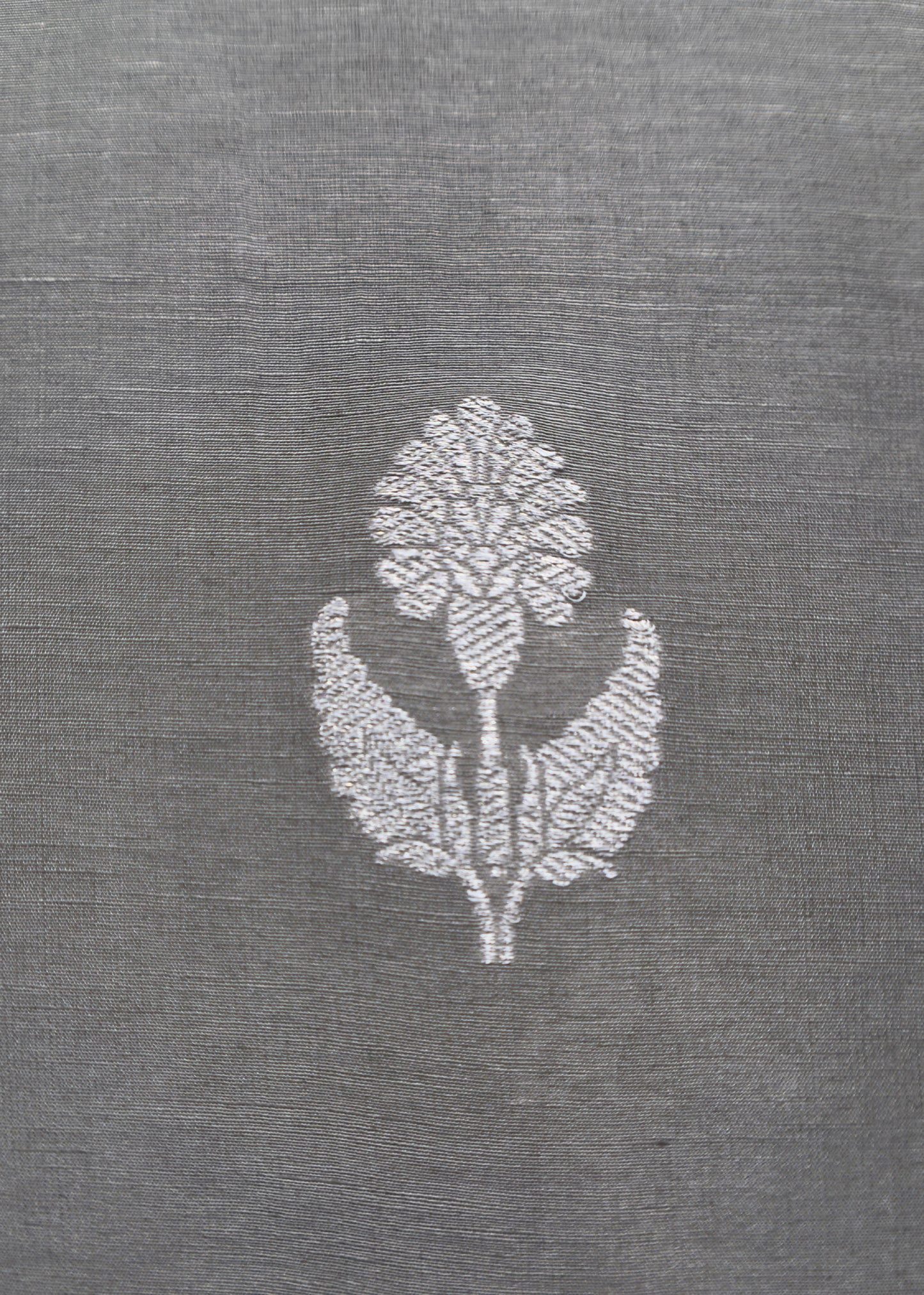 Handloom Grey Linen Silk With Kadwa Weaves