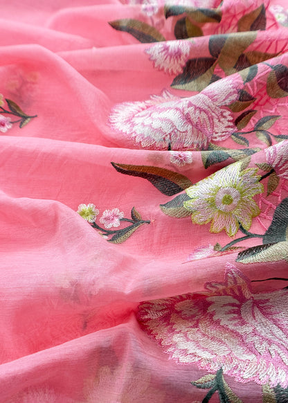 Mul cotton suit with flower embroidery

