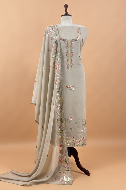 beige Pure Mulmul Suit With Gota Hand Embroidery