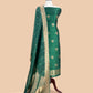 Green Handloom Raw Silk Kurta And Kora Silk Dupatta With Gold Kadwa Weaving