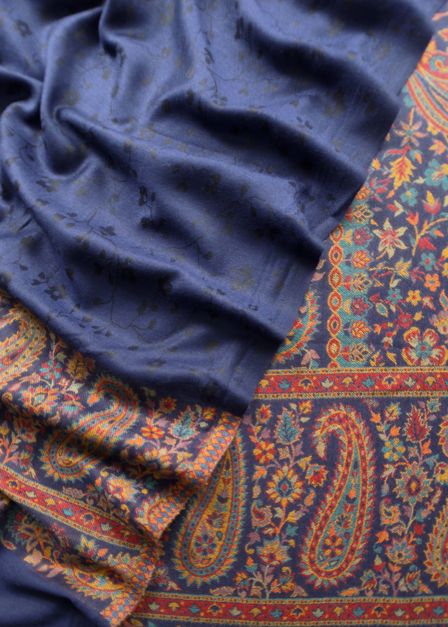 Blue Handloom Pashmina Suit With Kani Zari Weaving