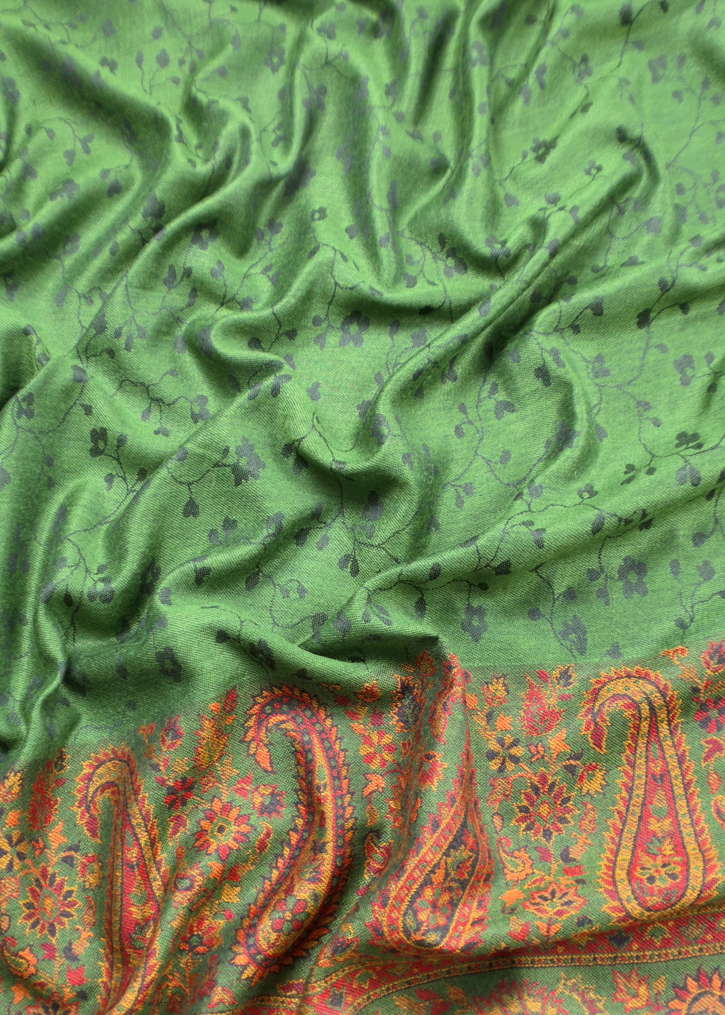 Green  Handloom Pashmina Suit With Kani Zari Weaving