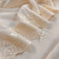 Off White Embroidered Unstitched Mulmul Suit With Scalloped Border