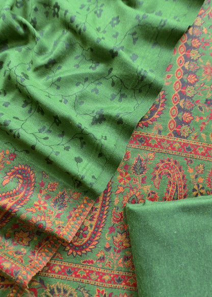 Green  Handloom Pashmina Suit With Kani Zari Weaving