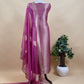 Gray Banarasi Silk Brocade Suit With Organza Dupatta