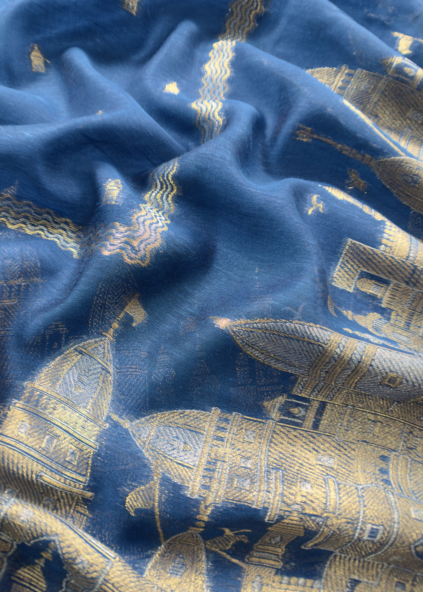 Blue Premium Cotton Silk Suit With Kani Zari Weaving