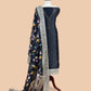Pure organza unstitched suit set with handprinted dupatta

