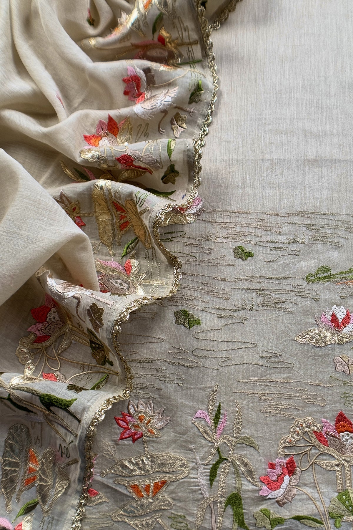 Premium quality mulmul unstitched suit with dupatta

