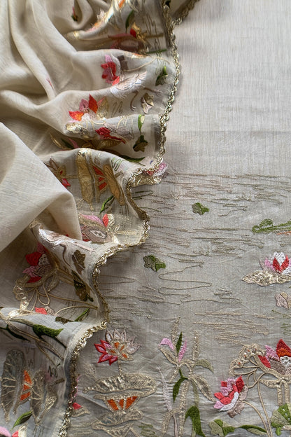 Premium quality mulmul unstitched suit with dupatta

