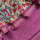 Wine Handloom Maheshwari Silk Unstitched Suit With Kalamkari Dupatta