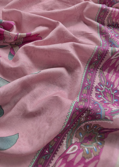 Pink  Digital Print Pakistani Suit In Lawn Fabric