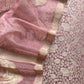 Thulian Pink Brocade Kurta With Organza Dupatta