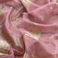 Thulian Pink Brocade Kurta With Organza Dupatta