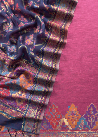 festive handwoven kani silk Suit Unstitched

