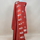 Rust Handwoven Unstitched Silk Suit With Zari Weaving