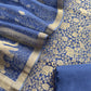 Blue Brocade Kurta With Organza Dupatta