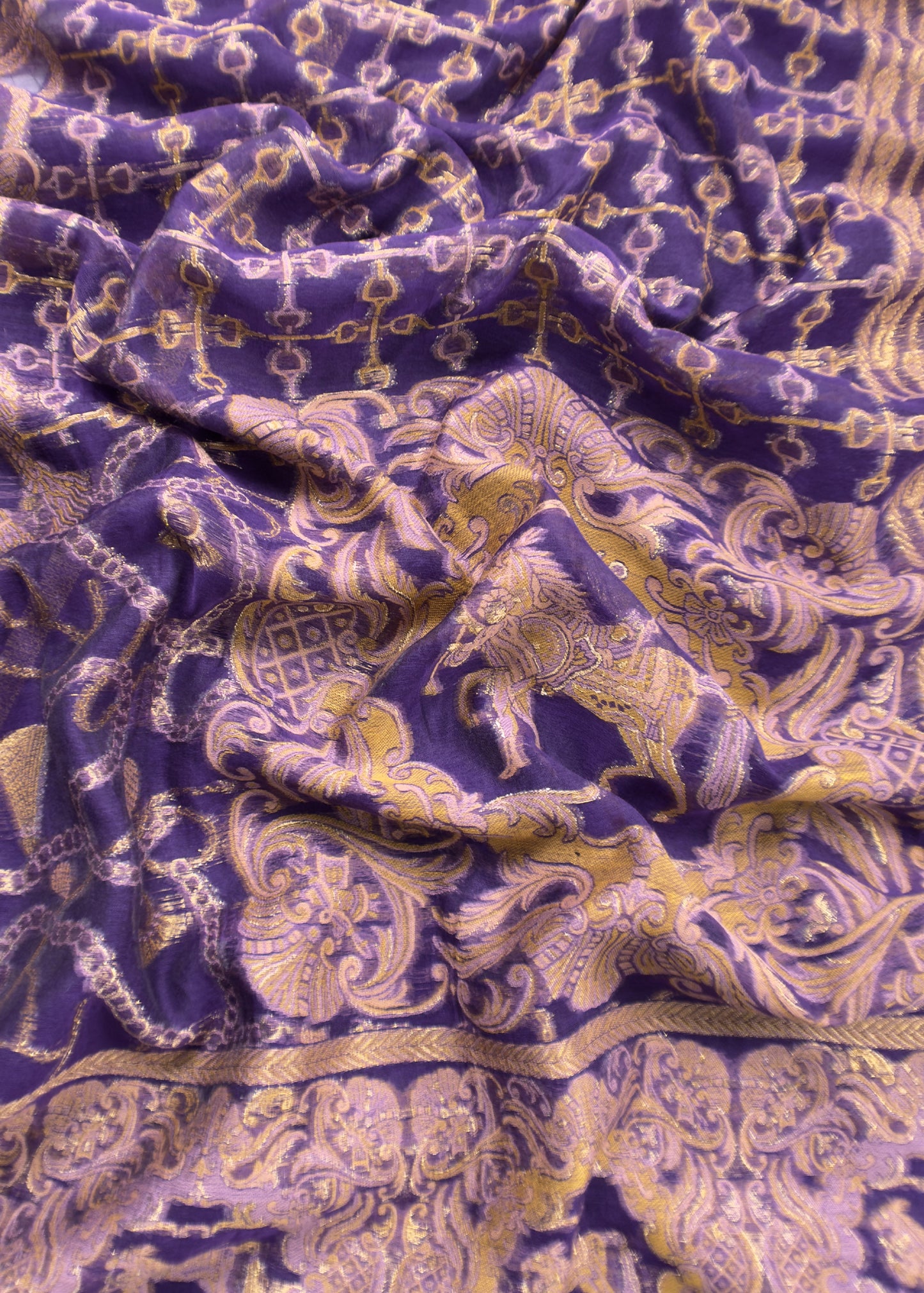 Purple Premium Kani Silk Suit With Kani Zari Weaving