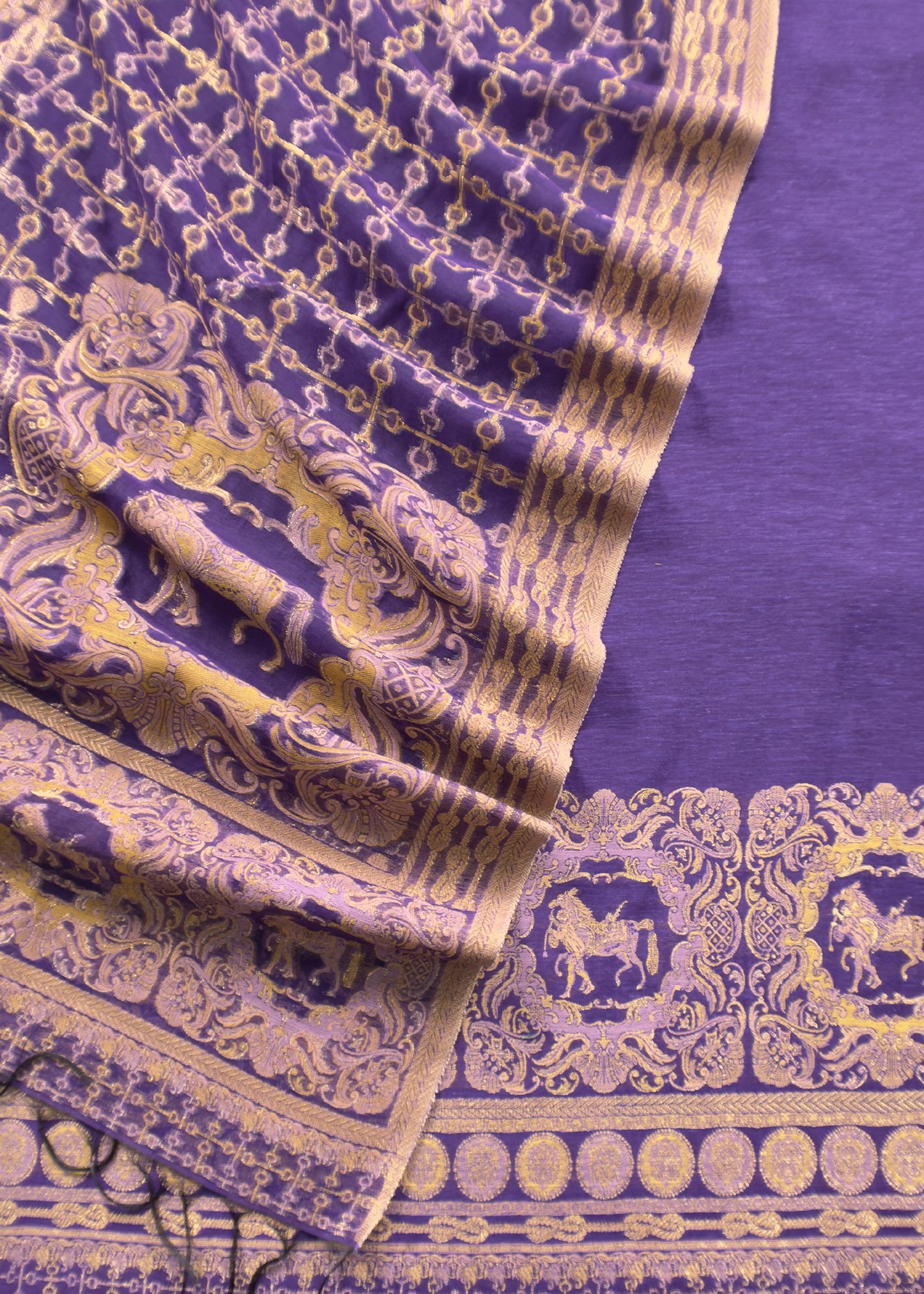 Purple Premium Kani Silk Suit With Kani Zari Weaving