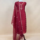 Crimson Red Handloom Silk Kurta and Kora Silk Dupatta with Kadwa weaving