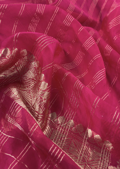 Pink Handloom Kadwa Weaving Silk Suit With Kora Silk Dupatta