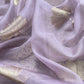 Purple Banarasi Silk Brocade Suit With Organza Dupatta