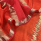 Orange Kalasheel Luxe Deep Orange Chiniya Silk With Gold Ikkat Weave