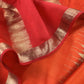 Orange Kalasheel Luxe Deep Orange Chiniya Silk With Gold Ikkat Weave