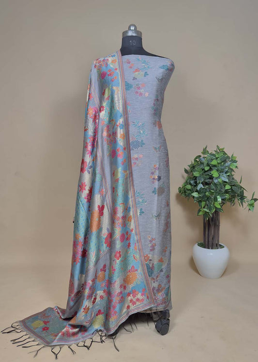 Pure Cotton Silk Suit With Zari Weaving